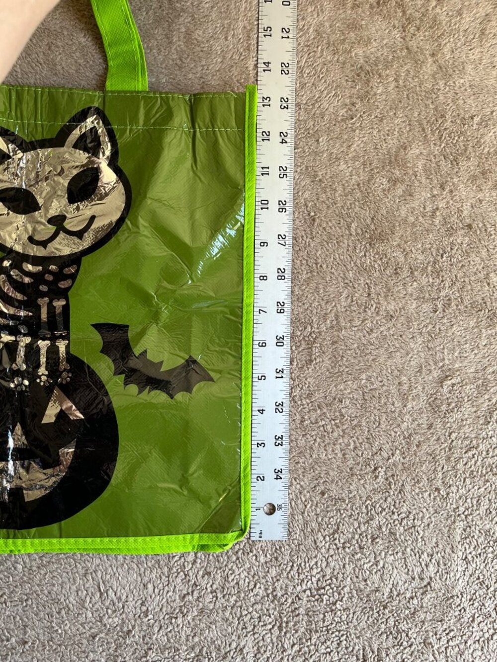 Set Of 2 Halloween Trick Or Treat Tote Bags Skeleton Cat & Dog Designs Reusable - Picture 5 of 11